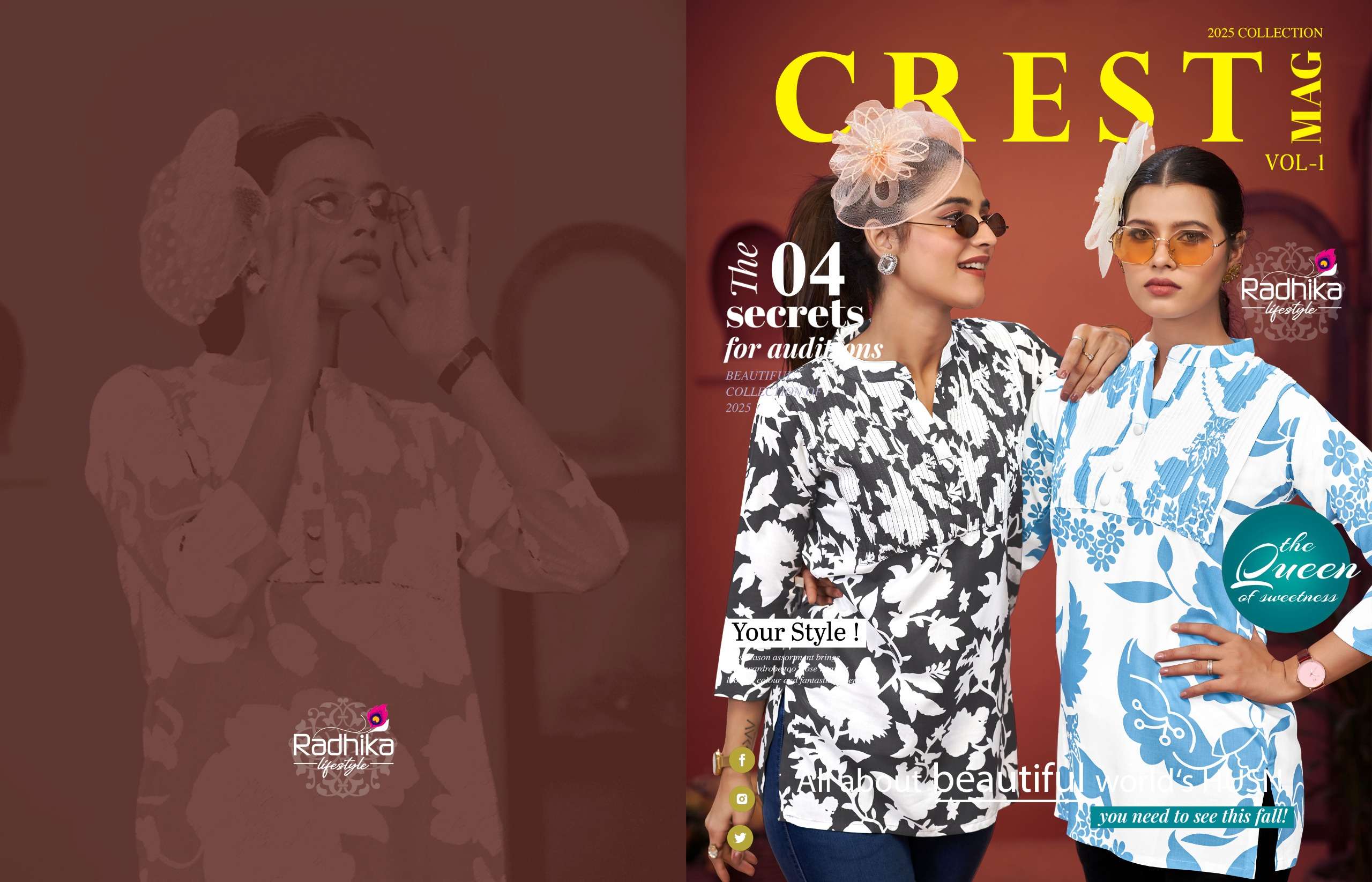 RADHIKA lifestyle CREST VOL 1 PRINTED KURTI WHOLESALER 
