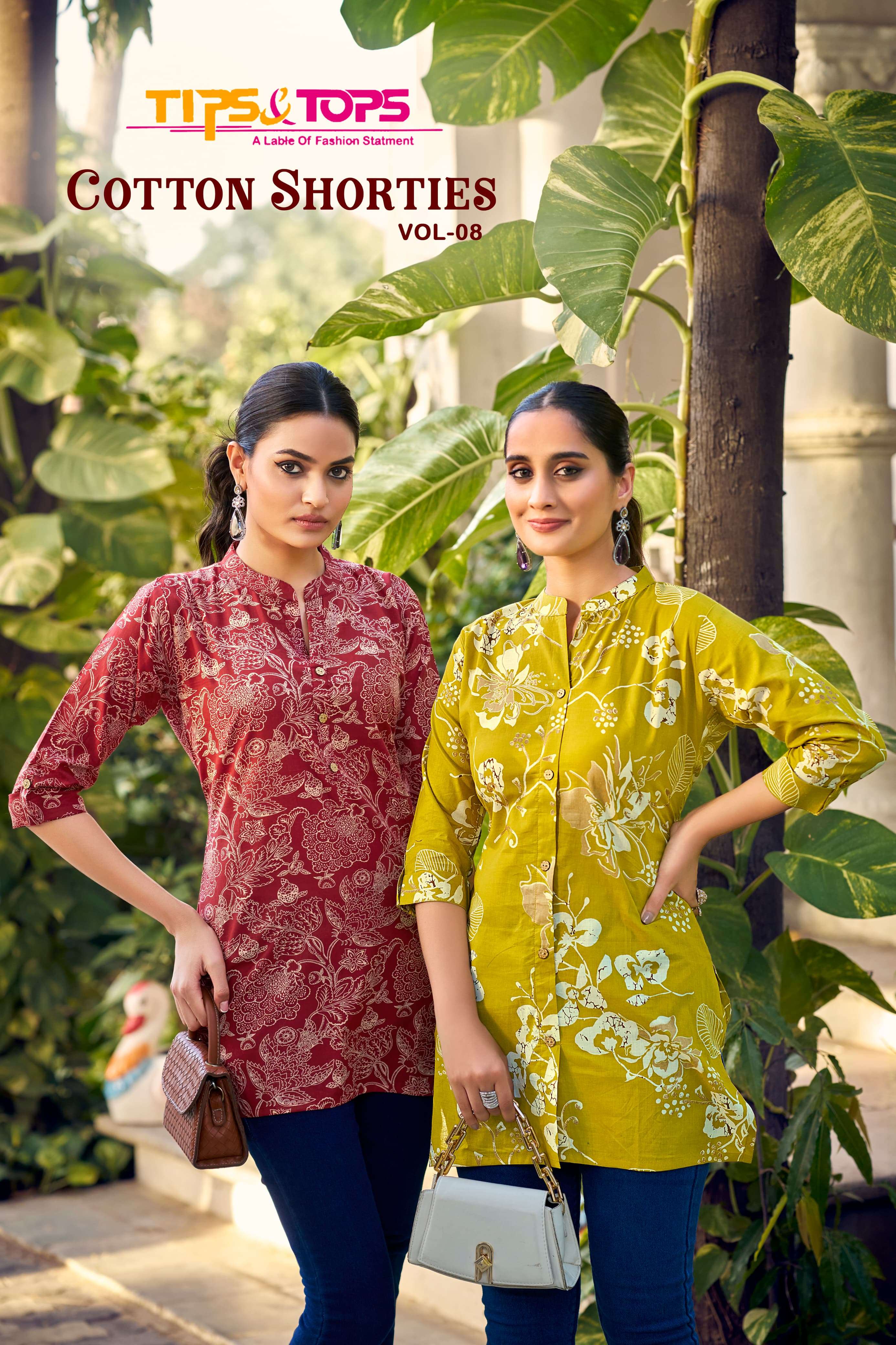 TIPS & TOPS COTTON SHORTIES Vol 08 PRINTED KURTI WHOLESALER 