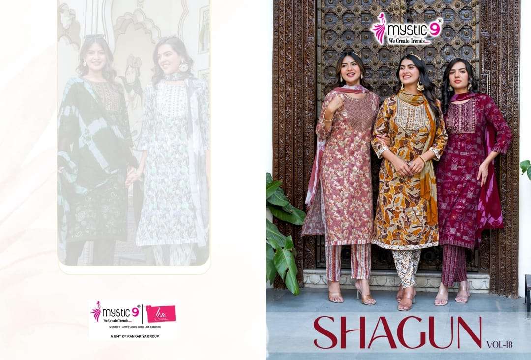 MYSTIC 9 KURTI SHAGUN VOL 18 PRINTED KURTI WHOLESALER 
