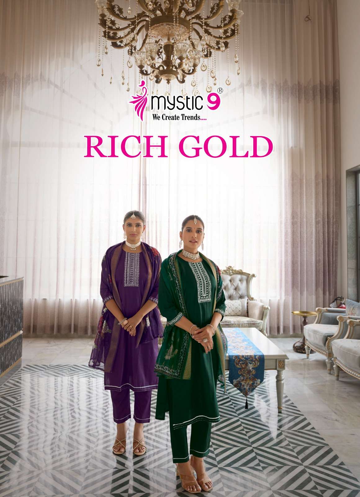 MYSTIC 9 KURTI RICH GOLD VOL 5 PRINTED KURTI WHOLESALER 