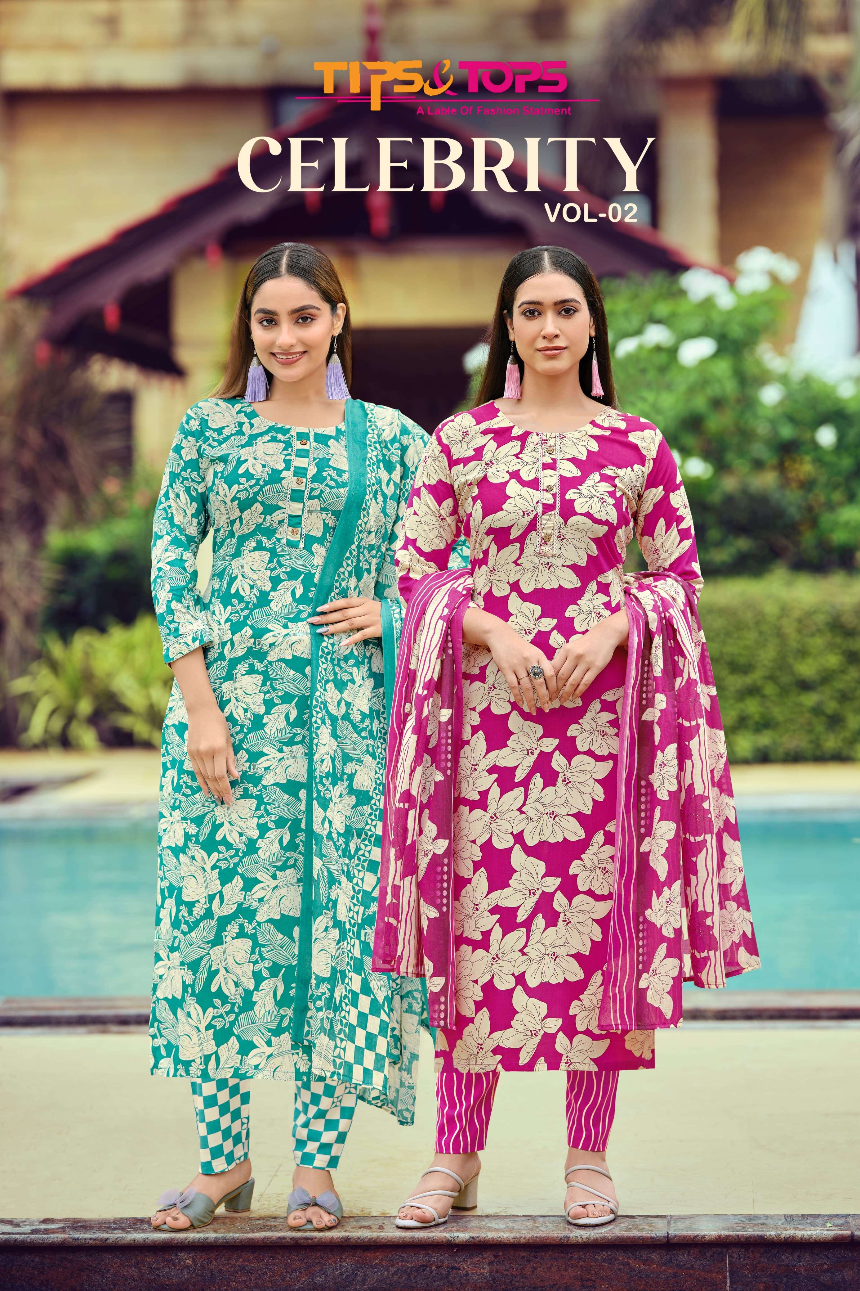 TIPS & TOPS CELEBRITY Vol 02  PRINTED KURTI WHOLESALER 