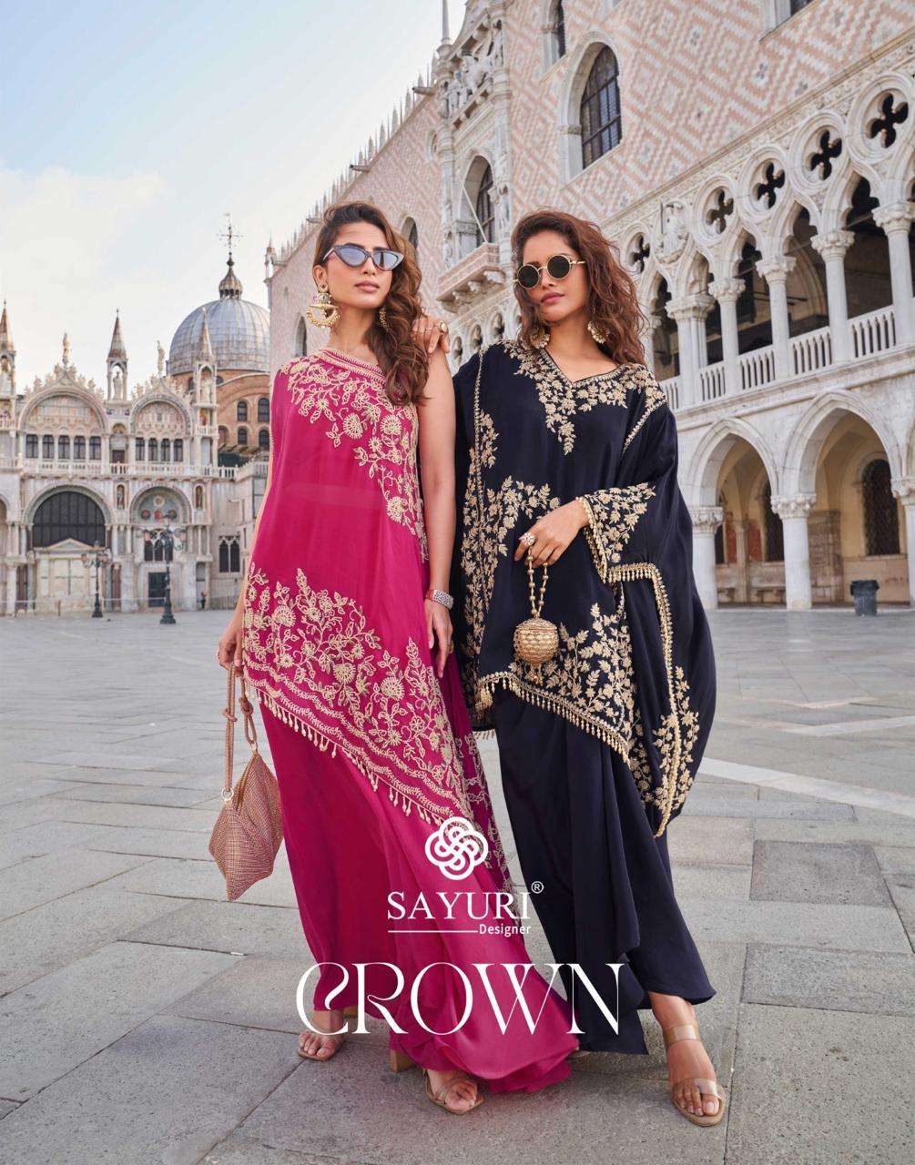 SAYURI DESIGNER CROWN PRINTED KURTI WHOLESALER 