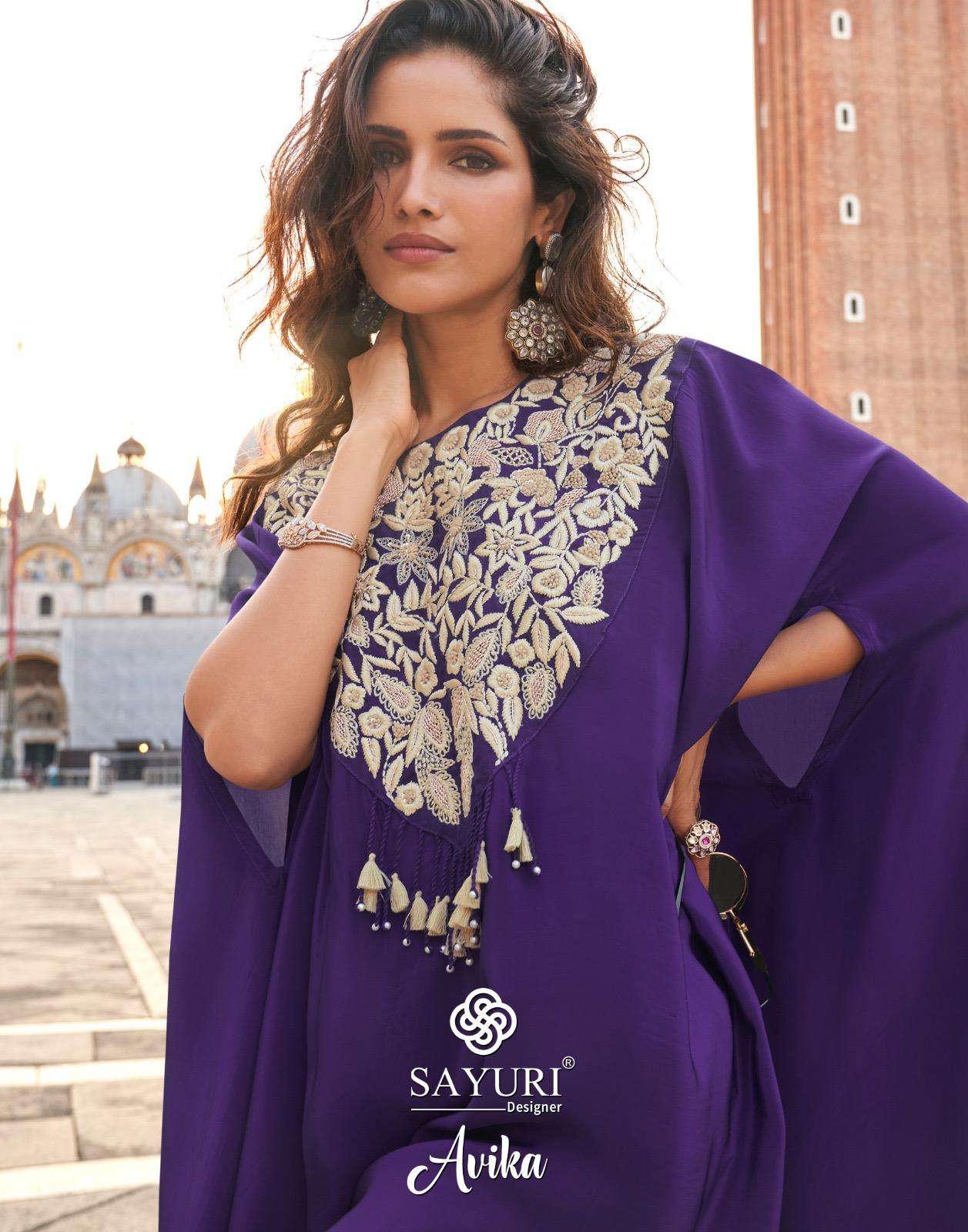 SAYURI DESIGNER AVIKA  PRINTED KURTI WHOLESALER 