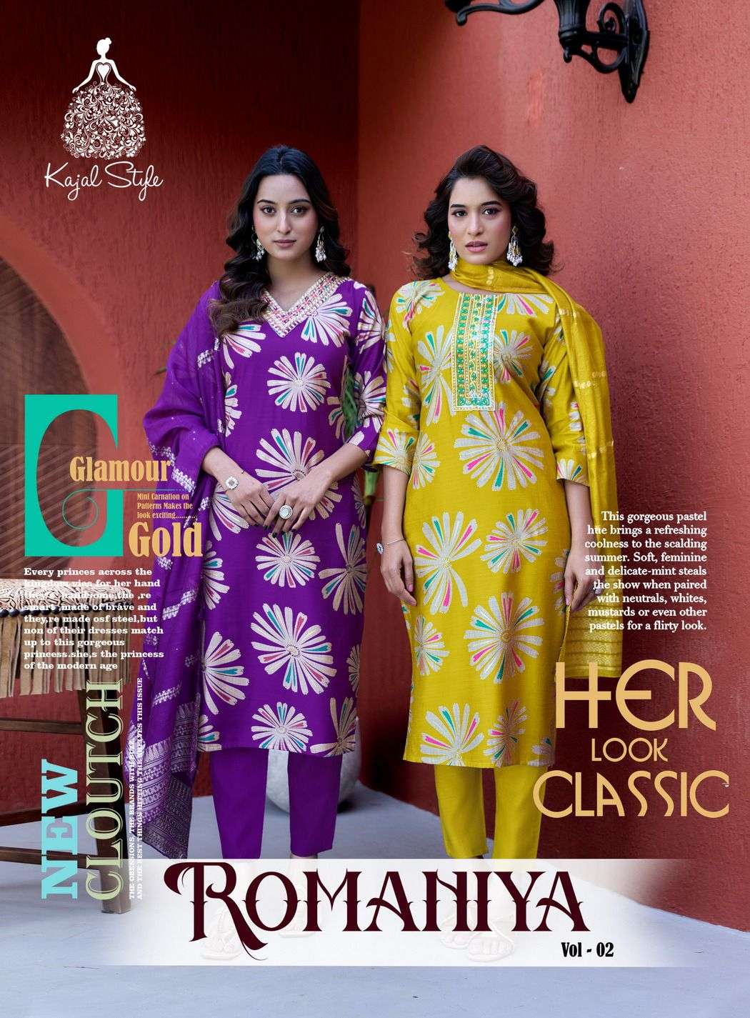 KAJAL STYLE Romaniya Vol.2 PRINTED KURTI WHOLESALER 