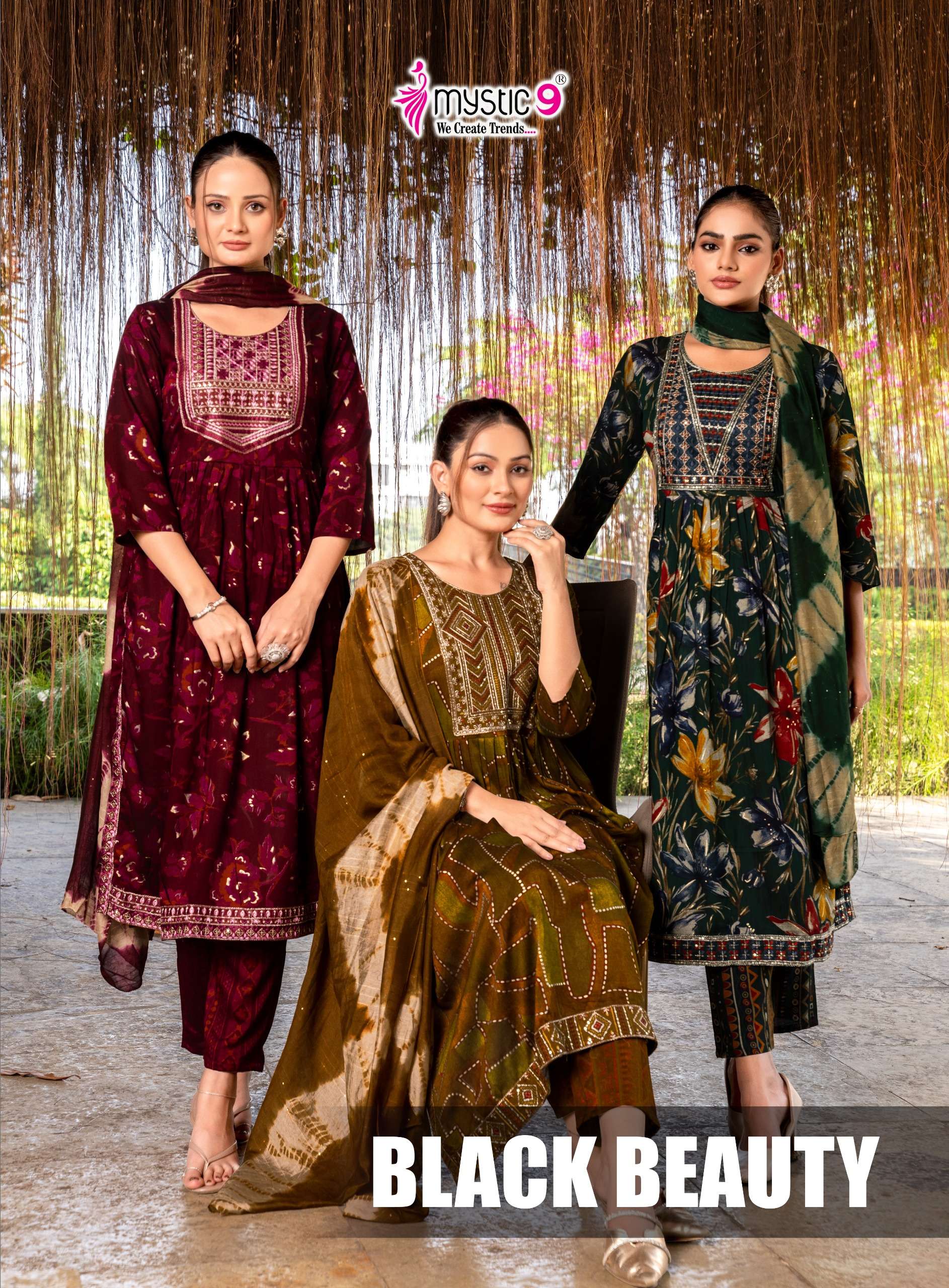 MYSTIC 9 KURTI BLACK BEAUTY VOL 6 PRINTED KURTI WHOLESALER 