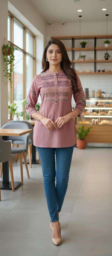 P R CLOTHING KURTI MODERN COTTON FLEX TOPS PRINTED KURTI WHOLSALER