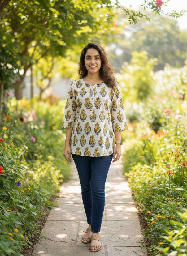 P R KURTI MODERN PATTERN COTTON SHORT KURTI PRINTED KURTI WHOLESALER