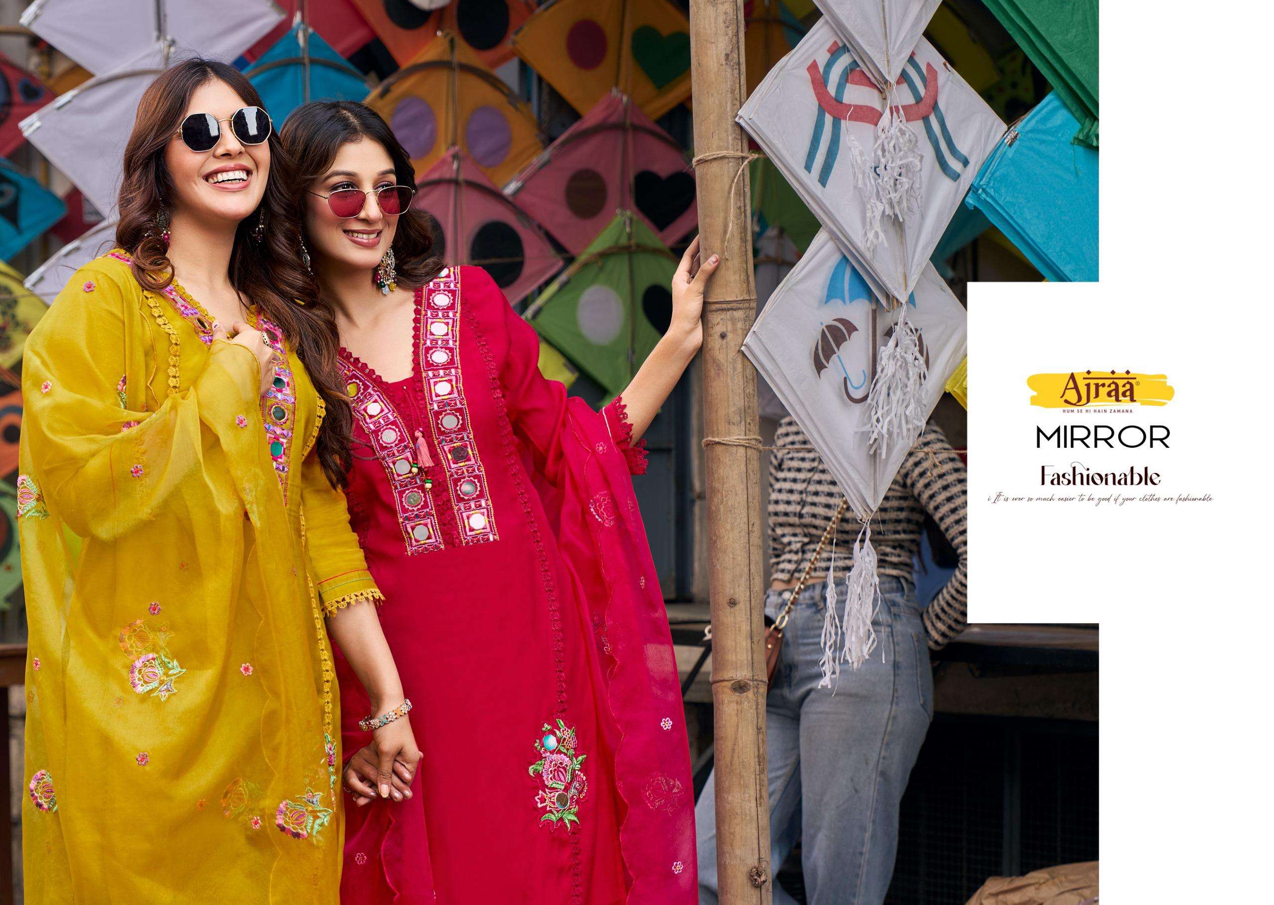 AJRAA KURTI MIRROR PRINTED KURTI WHOLESALER