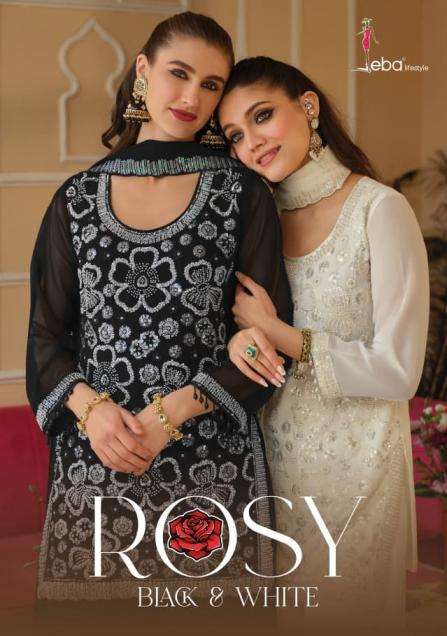 EBA LIFESTYLE KURTI ROSY BLACK & WHITE PRINTED KURTI WHOLESALER