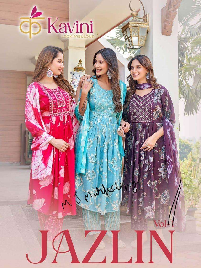 KAVINI KURTI JAZLIN VOL 1 PRINTED KURTI WHOLESALER