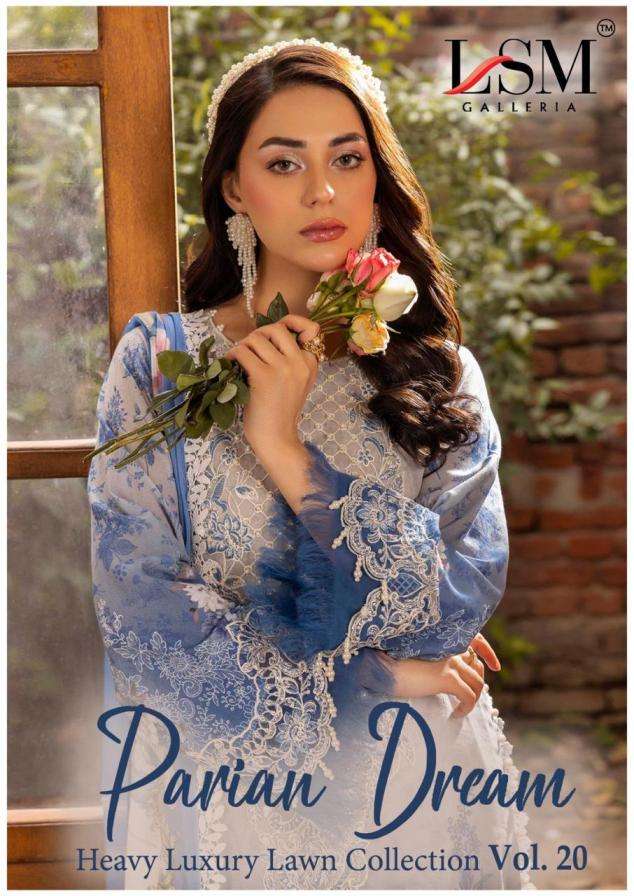 LSM GALLERIA SUIT PARIAN DREAM HEAVY LUXURY LAWN COLLECTION VOL 20 PRINTED KURTI WHOLESALER