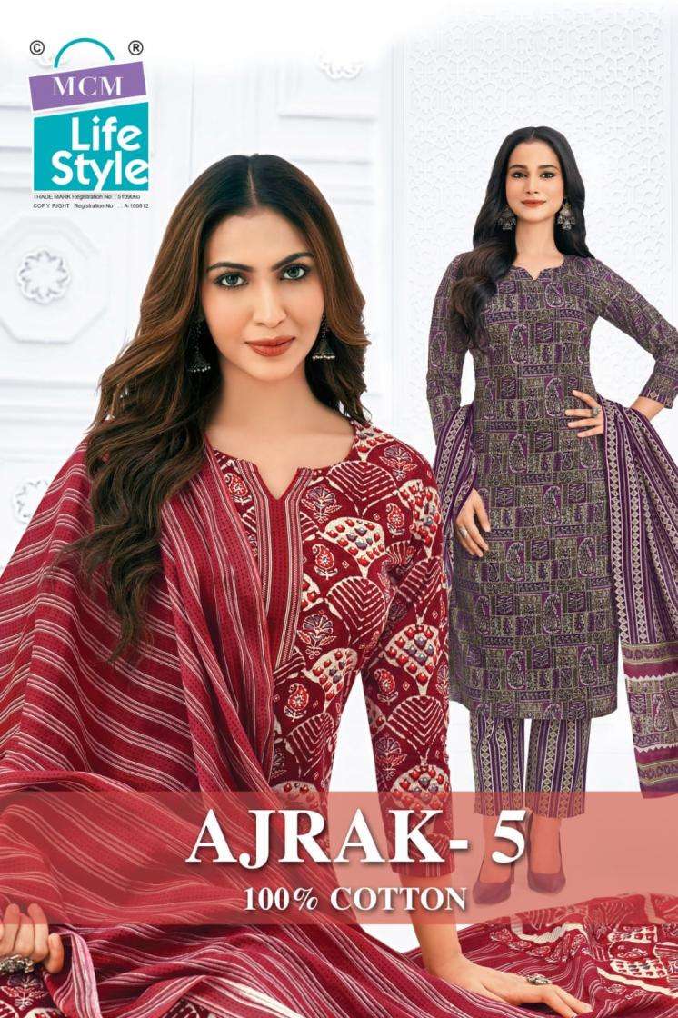 MCM LIFESTYLE SUIT AJRAK VOL 5 PRINTED KURTI WHOLESALER