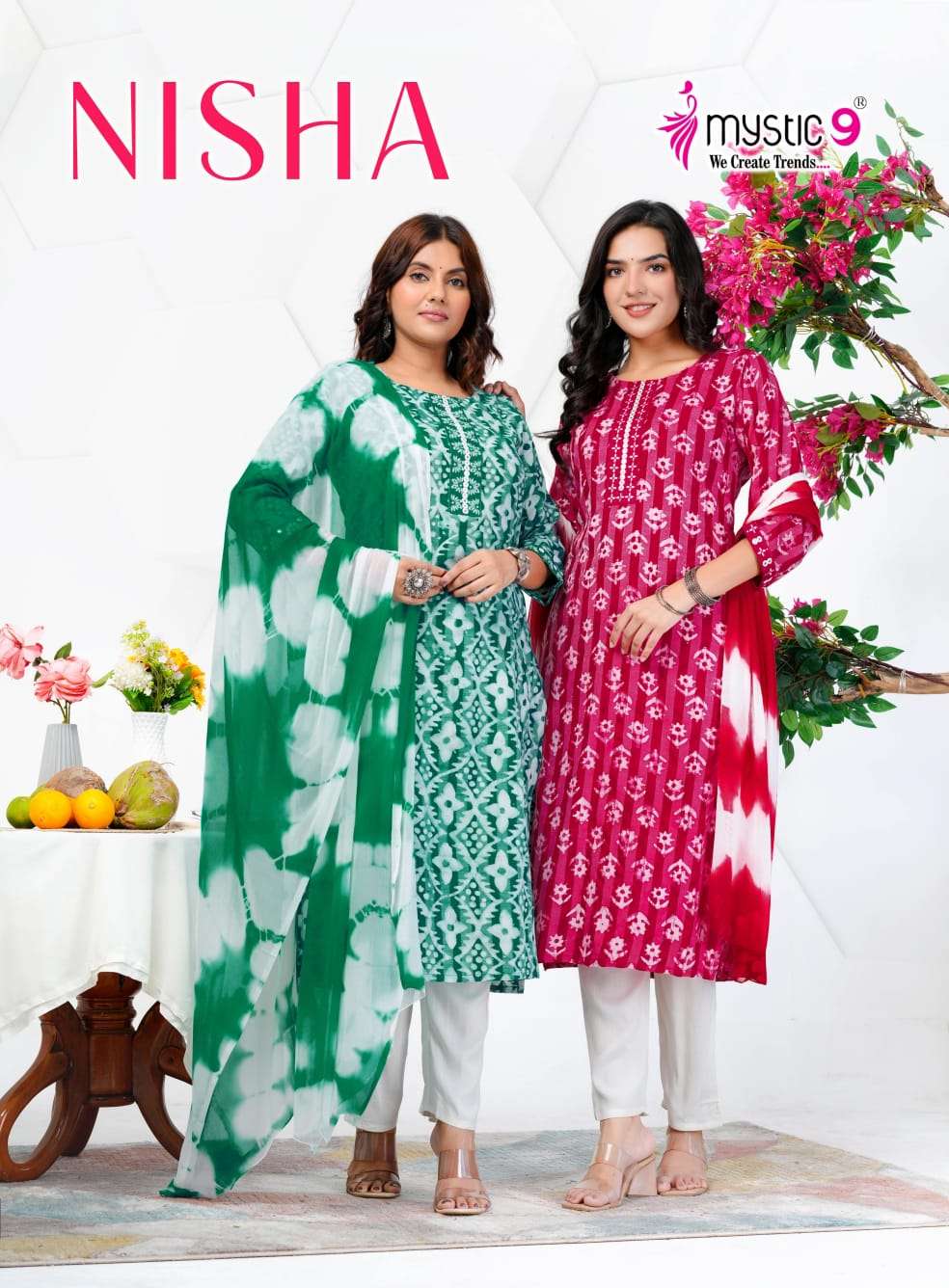 MYSTIC 9 KURTI NISHA VOL 14 PRINTED KURTI WHOLESALER
