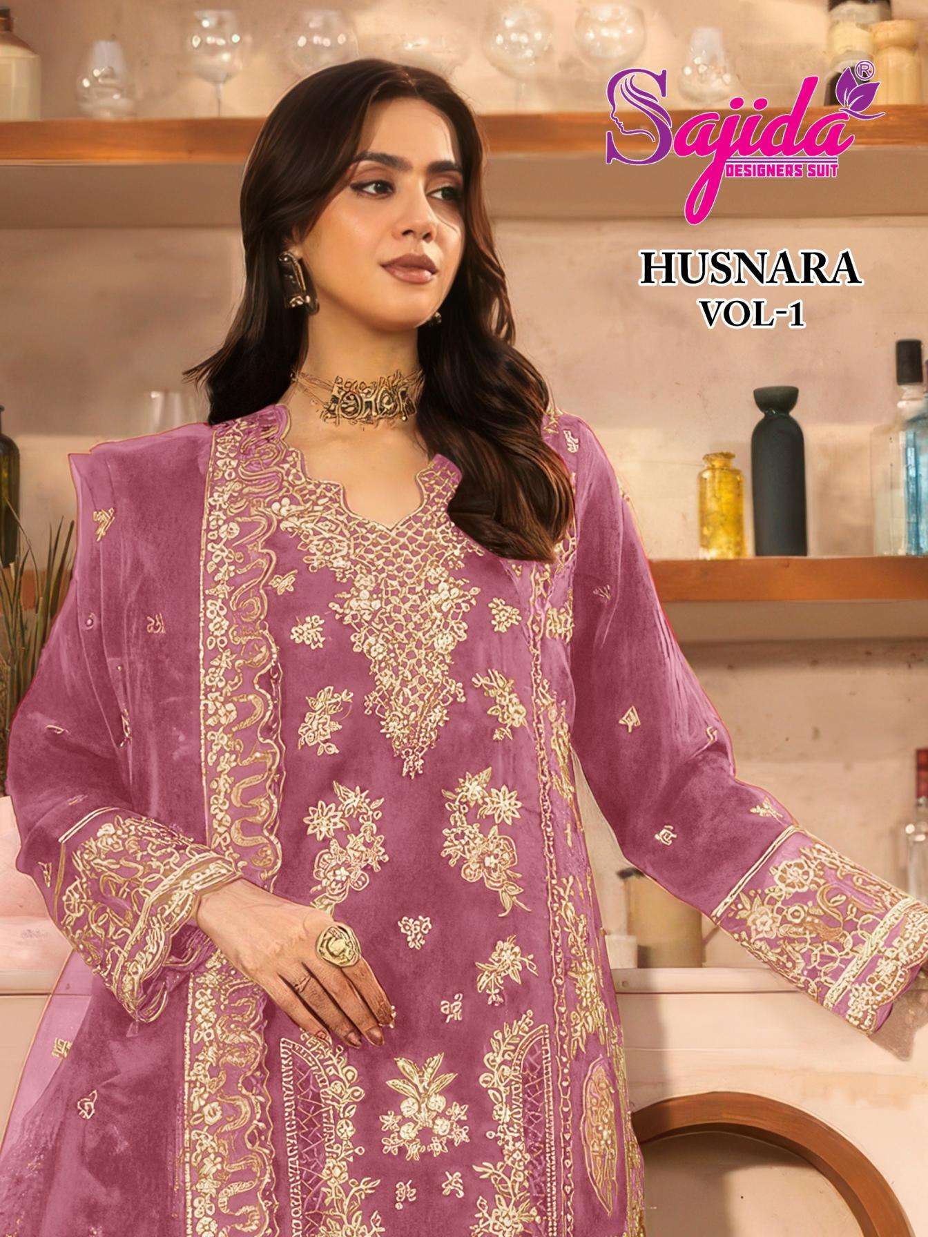 SAJIDA DESIGNERS SUIT HAUSNARA VOL 1 PRINTED KURTI WHOLESALER