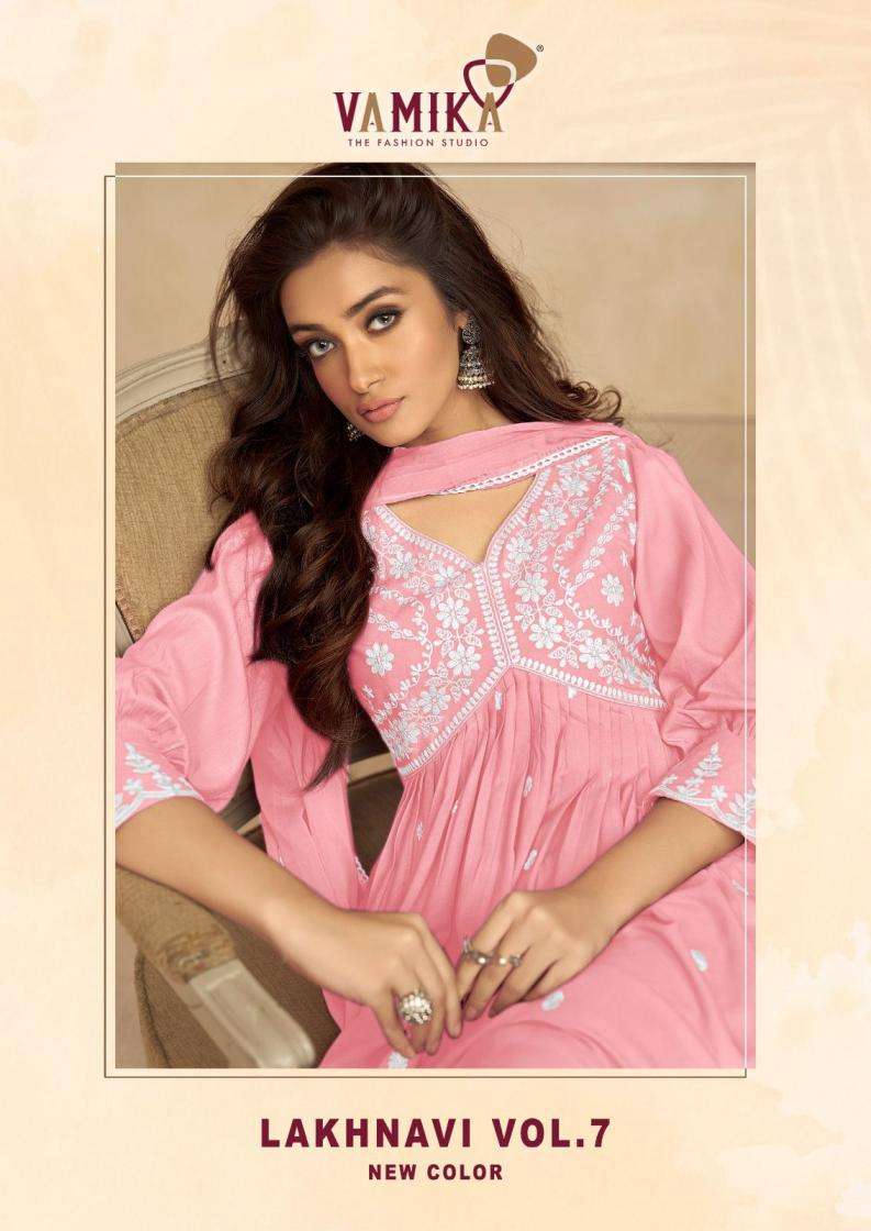 VAMIKA KURTI LAKHNAVI VOL 7 PRINTED KURTI WHOLESALER