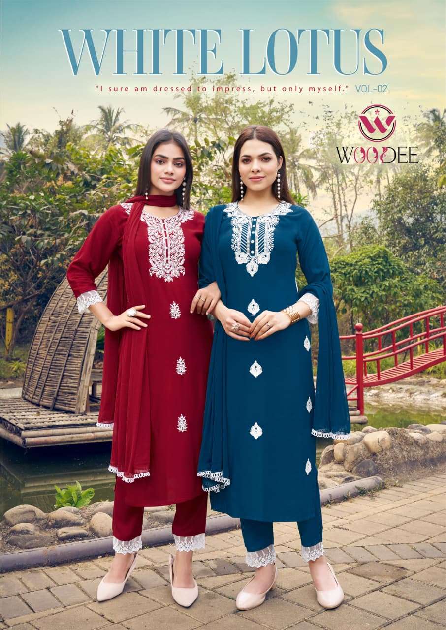 WOODEE KURTI WHITE LOTUS VOL-2 PRINTED KURTI WHOLESALER