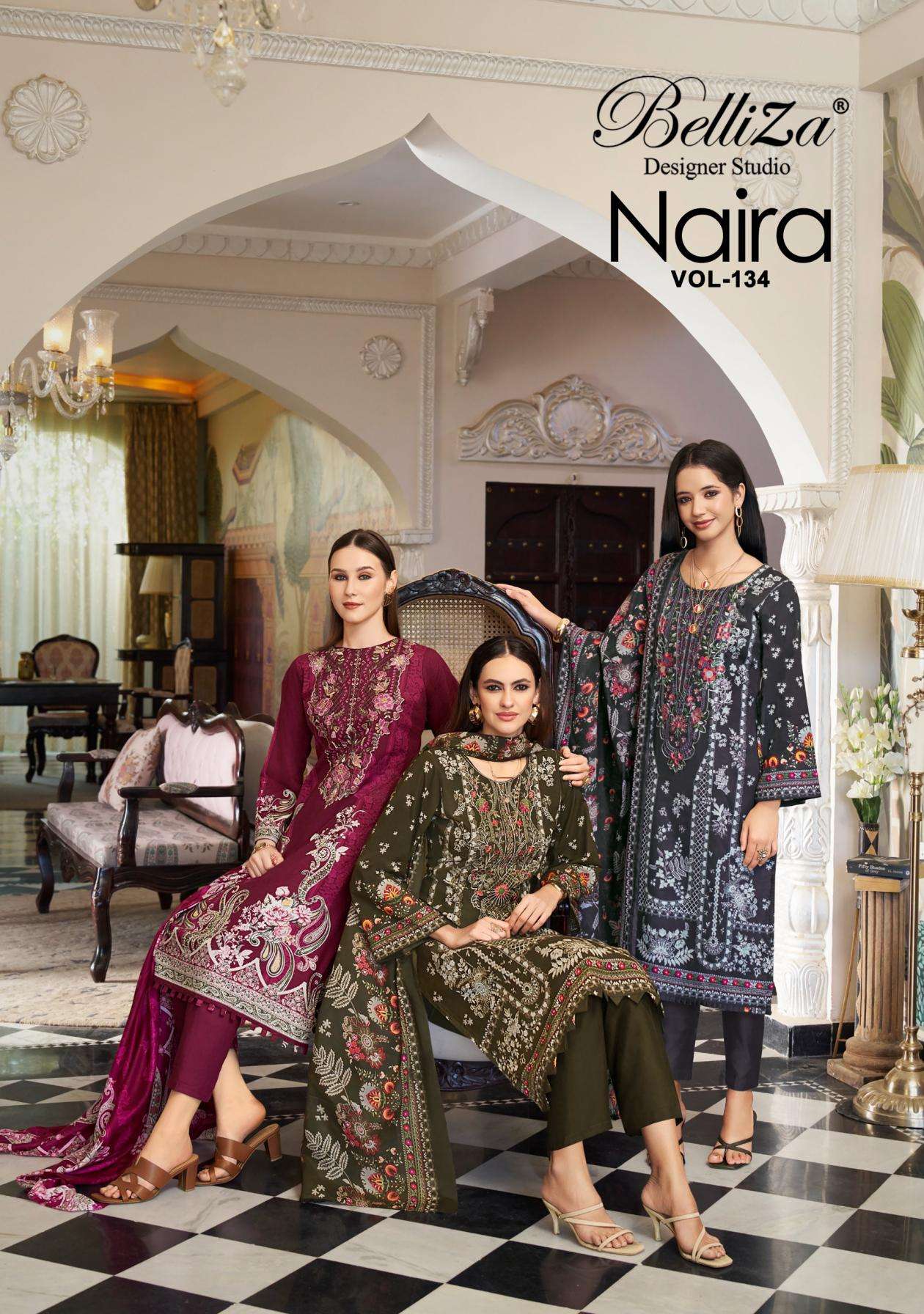 BELLIZA DESIGNER SUIT NAIRA VOL 134 PRINTED KURTI WHOLESALER