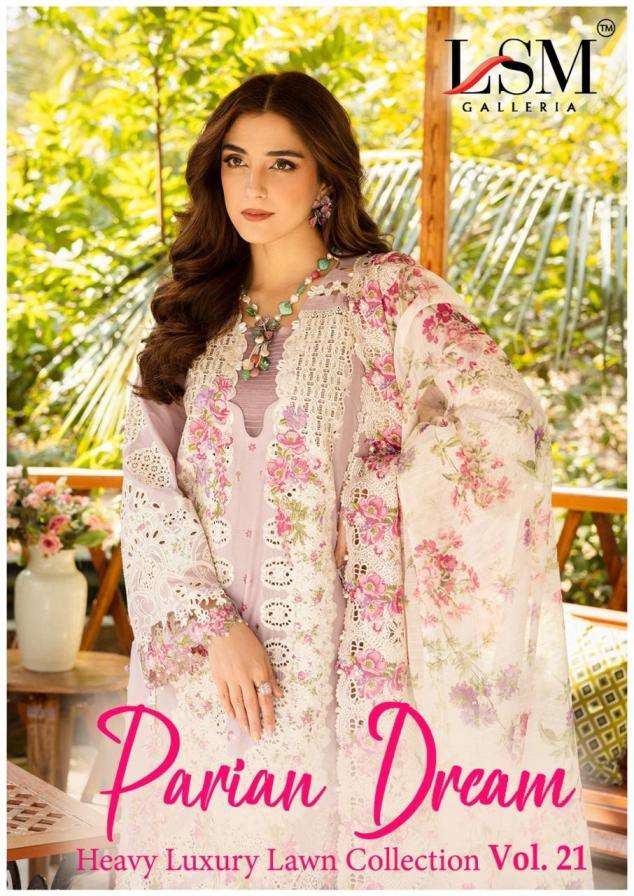 LSM GALLERIA SUIT PARIAN DREAM HEAVY LAWN COLLECTION VOL 21 PRINTED KURTI WHOLESALER