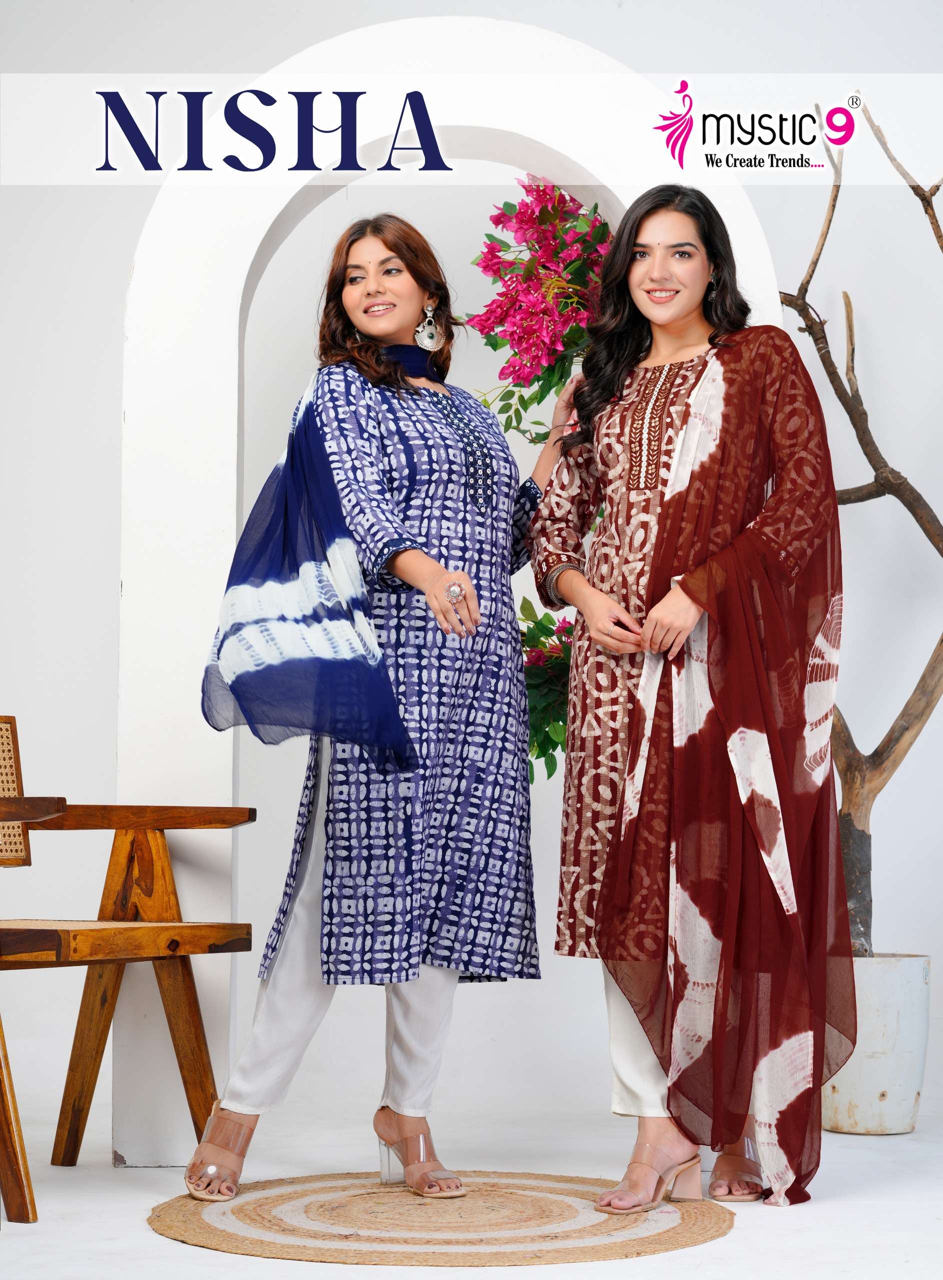 MYSTIC 9 KURTI NISHA VOL 16 PRINTED KURTI WHOLESALER