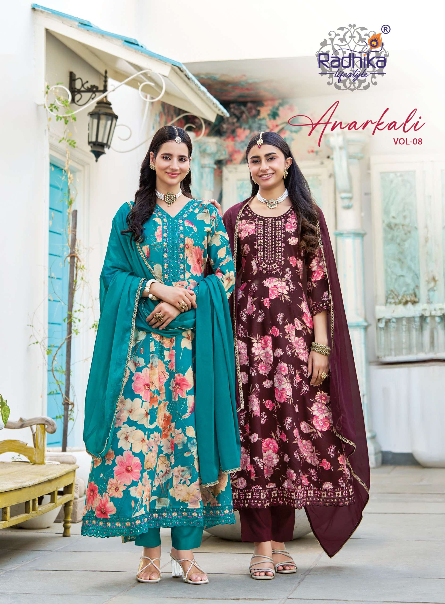 RADHIKA LIFESTYLE KURTI ANARKALI VOL 8 PRINTED KURTI WHOLESALE