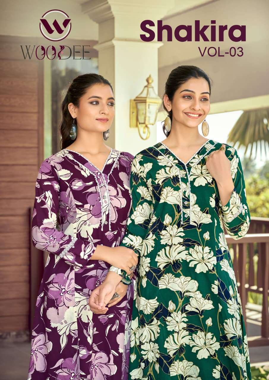 WOODEE KURTI SHAKIRA VOL-3 PRINTED KURTI WHOLESALER