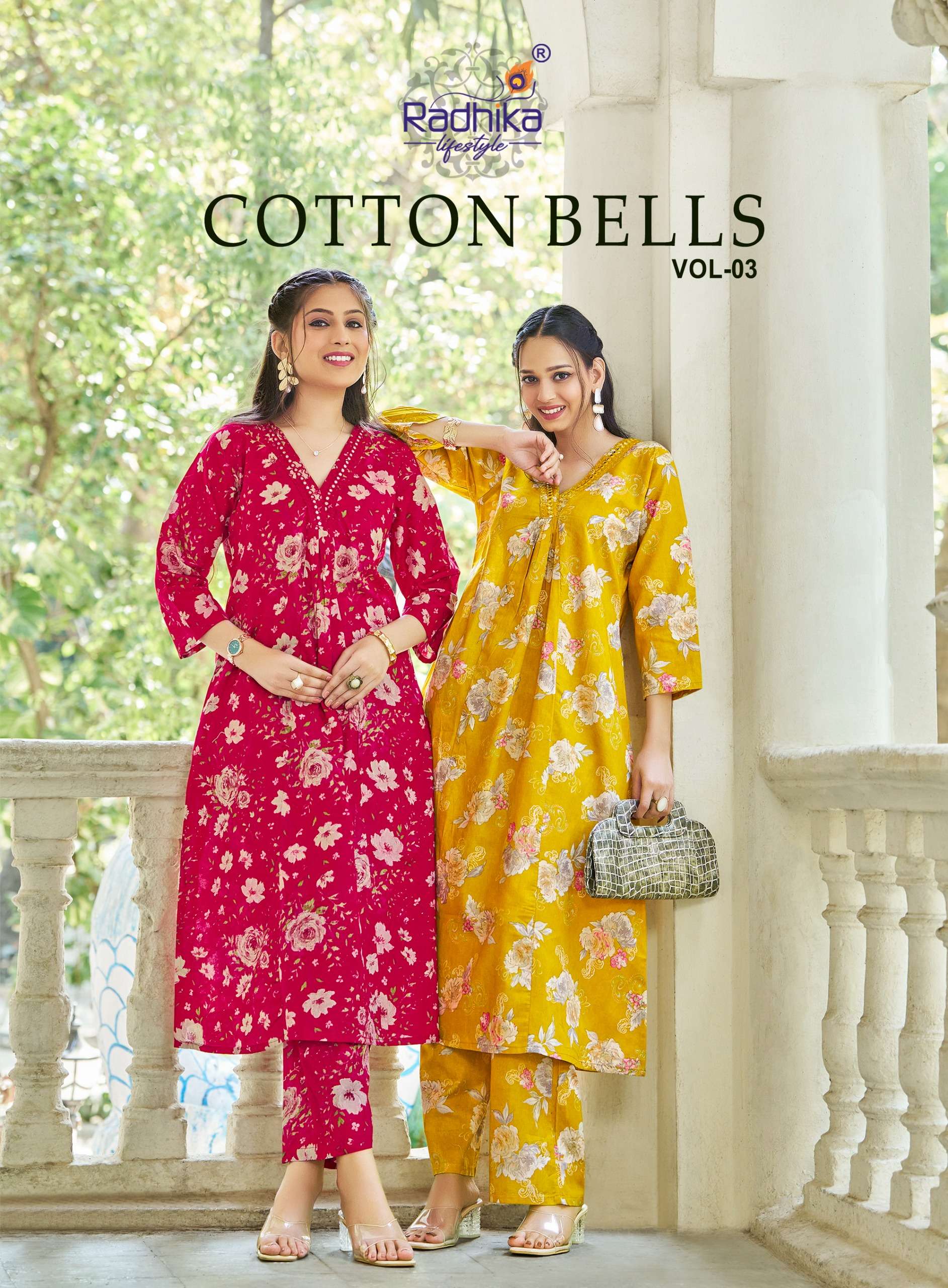 RADHIKA LIFE STYLE COTTON BELLS VOL 3 PRINTED KURTI WHOLESALER 