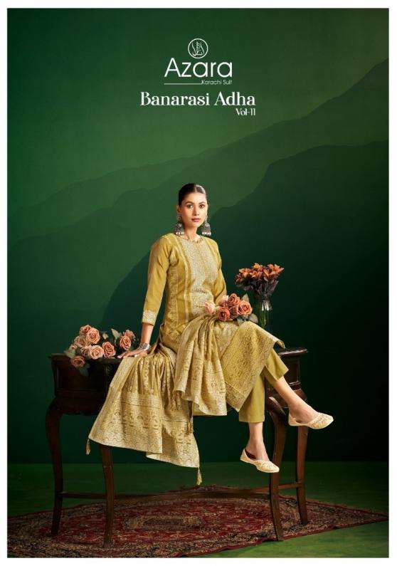 azara KURTI banarasi adha vol 11 PRINTED KURTI WHOLESALER 