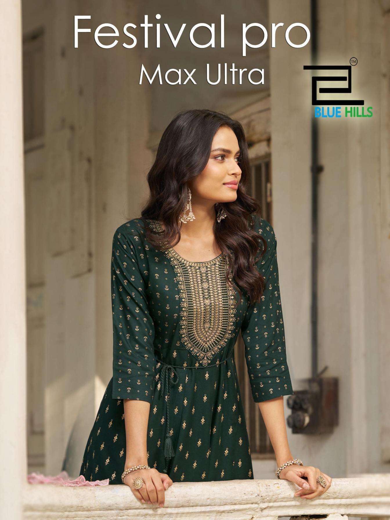 blue hills festival pro max ultra PRINTED KURTI WHOLESALER 