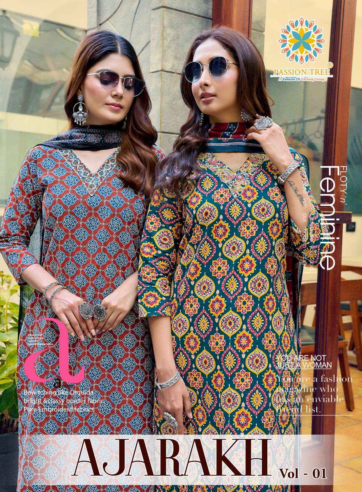 PASSION TREE AJARAKH VOL-1  PRINTED KURTI WHOLESALER 