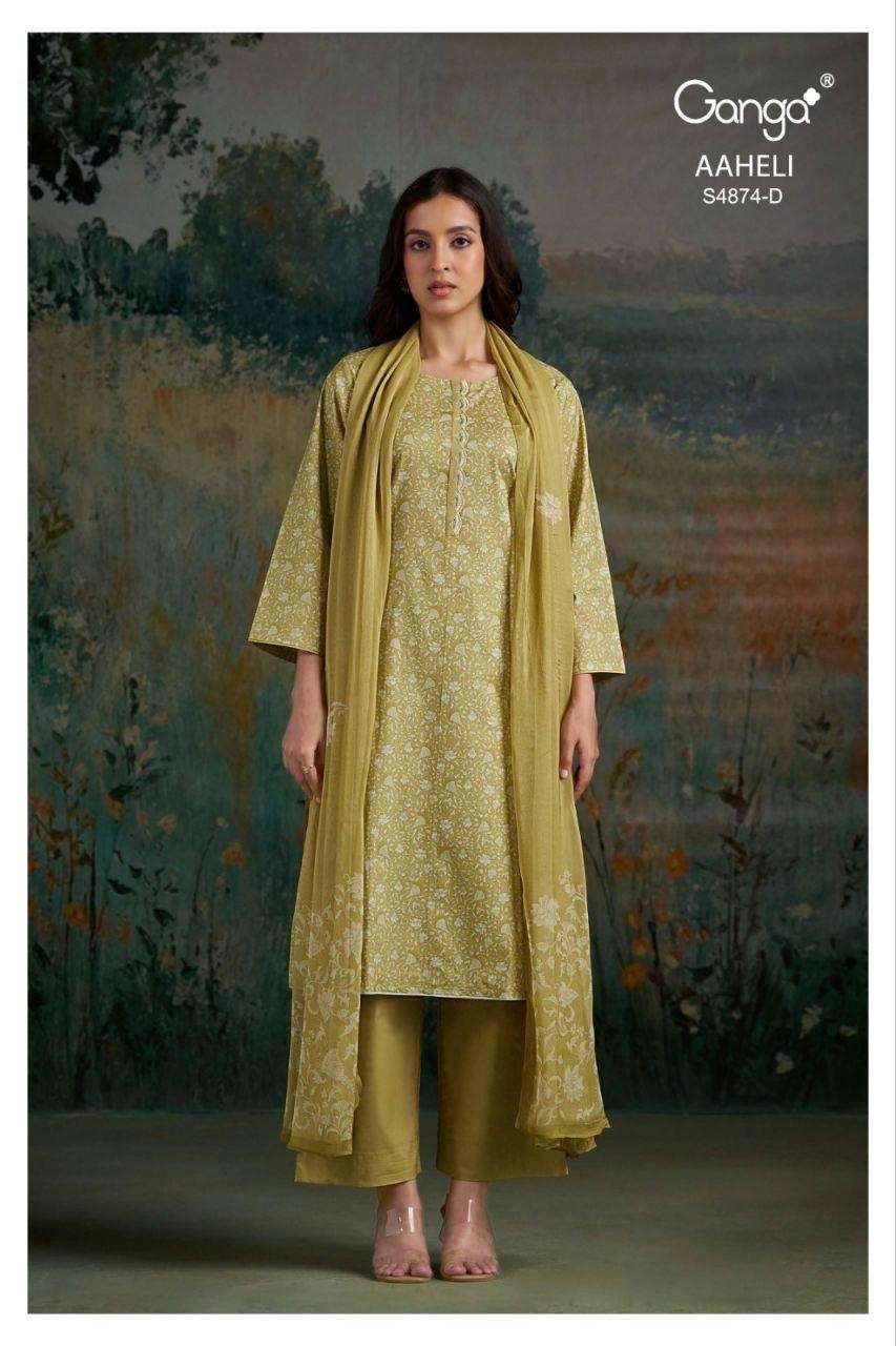 Ganga KURTI Aaheli 4874 PRINTED KURTI WHOLESALER 