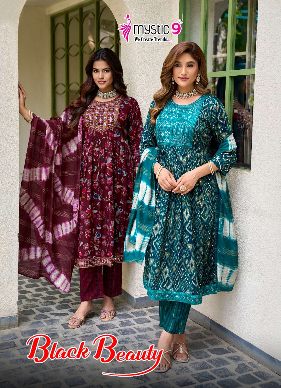 MYSTIC 9 KURTI BLACK BEAUTY VOL 8 PRINTED KURTI WHOLESALER 