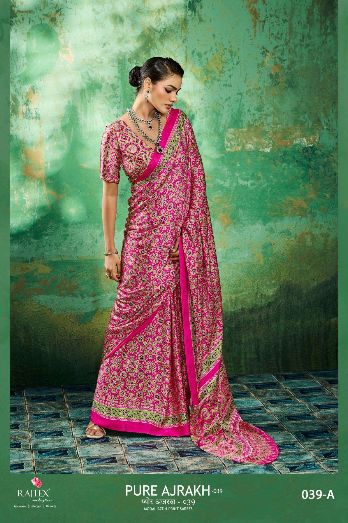 rajtex  SAREE pure ajrakh 39 PRINTED KURTI WHOLESALER 