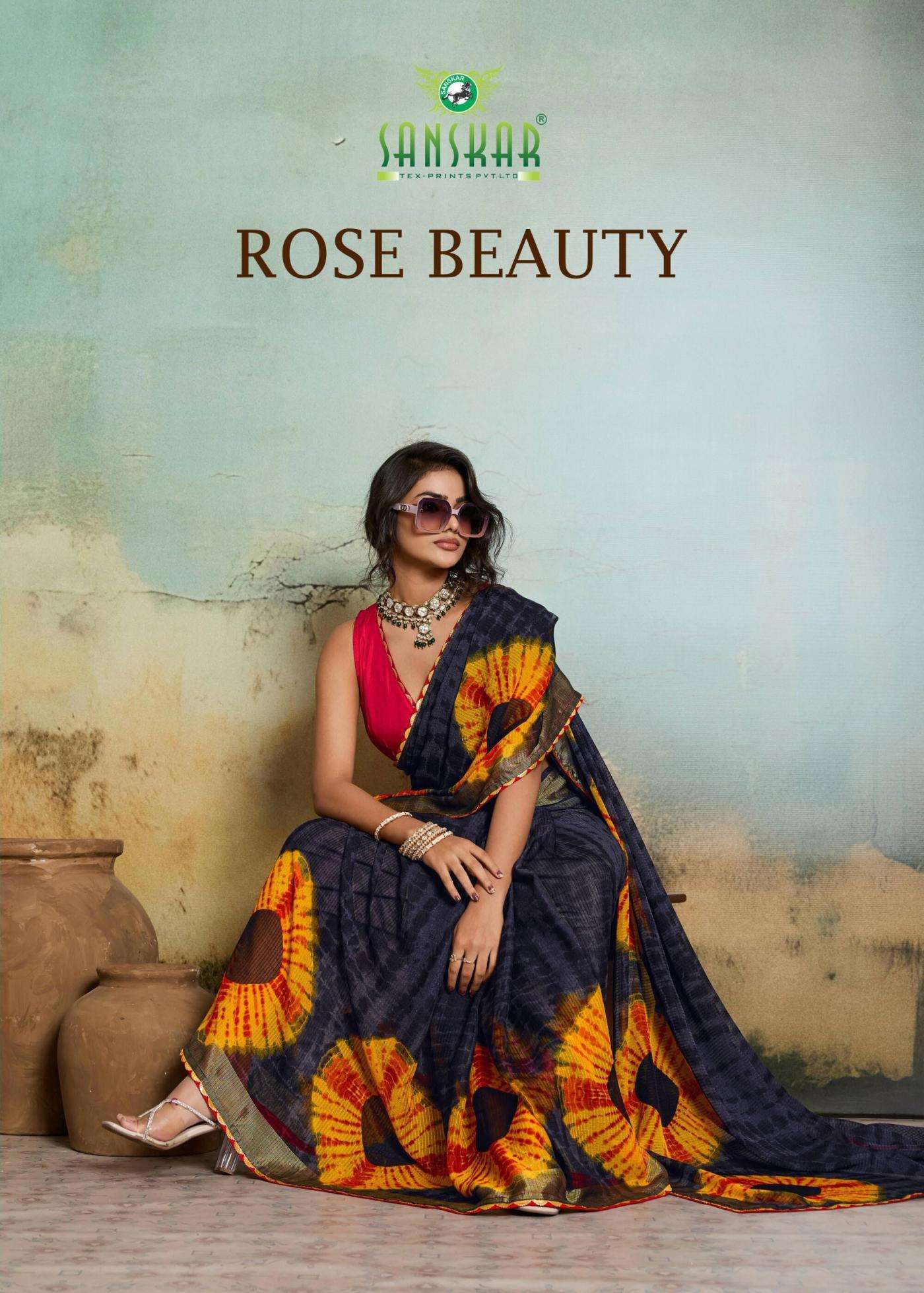 sanskar tex rose beauty PRINTED KURTI WHOLESALER 
