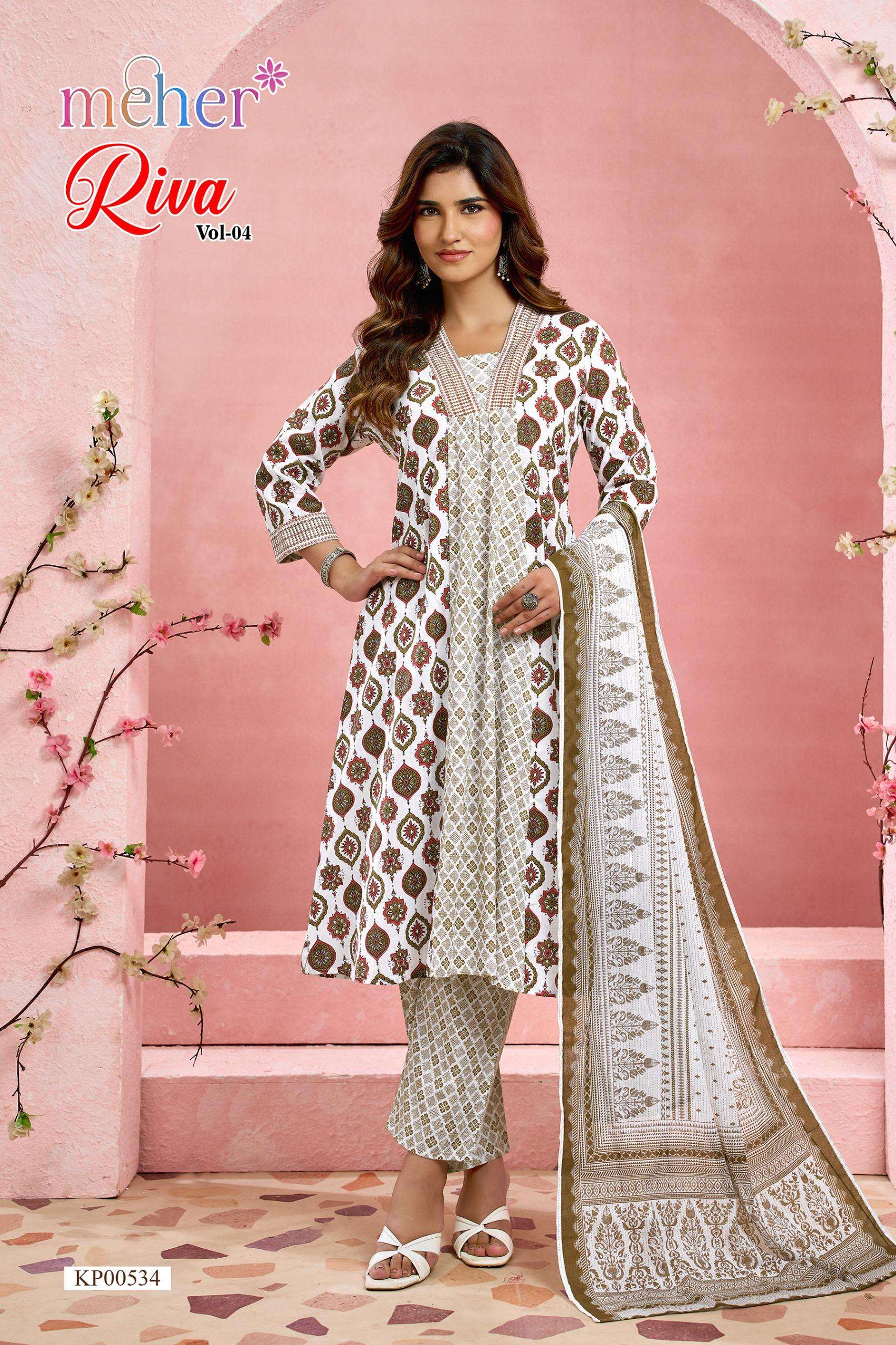 MEHER KURTI RIVA VOL 4 PRINTED KURTI WHOLESALER 